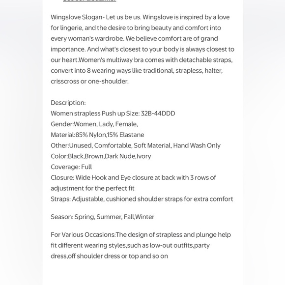 Wingslove Strapless Push Up Plunge
Wireless Bra new 🆕 - Picture 7 of 10